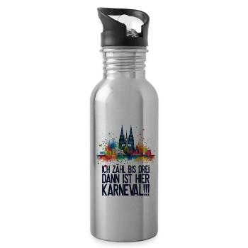 Köln Kölle Karneval Gebützt Kölle Alaaf Jeck Party - Trinkflasche mit integriertem Trinkhalm - Lightsilver - Rechts