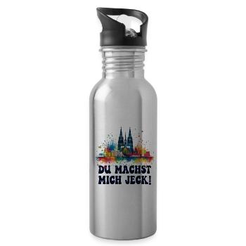 Köln Kölle Karneval Gebützt Kölle Alaaf Jeck Party - Trinkflasche mit integriertem Trinkhalm - Lightsilver - Rechts