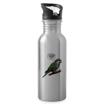 Quäker Papagei Mönch Sittich - Trinkflasche mit integriertem Trinkhalm - Lightsilver - Rechts