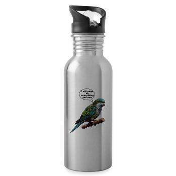 Quäker Papagei Mönch Sittich - Trinkflasche mit integriertem Trinkhalm - Lightsilver - Rechts