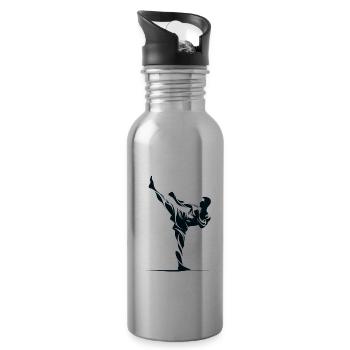 Muay Thai Fighter Design - Water bottle with straw - silver - Right
