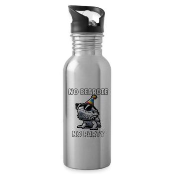 Citation drôle de Dragon barbu - Gourde avec paille intégrée - argent clair - Droite