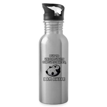 Funny Penguin Saying Lazy Person Gift - Water bottle with straw - silver - Right