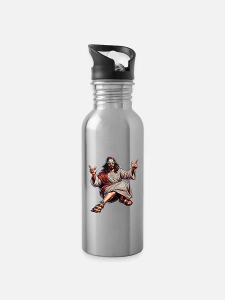 Tanzen Jesus Break Dancing Jesus Lustig Jesus t - Trinkflasche mit integriertem Trinkhalm - Lightsilver