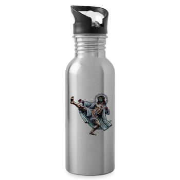 Drôle Muay Thai Fighting Jesus Christian Gift - Gourde avec paille intégrée - argent clair - Droite