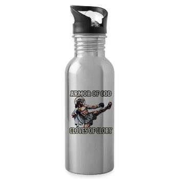 LustigJesus Gott Muay Thai Christliches Geschenk - Trinkflasche mit integriertem Trinkhalm - Lightsilver - Rechts