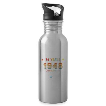 76 Jahre alt Baujahr 1948 Jahrgang Februar 1948 - Trinkflasche mit integriertem Trinkhalm - Lightsilver - Rechts