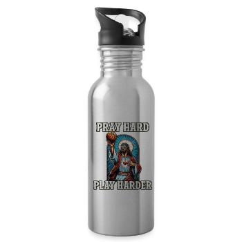 Funny Basketball Quote Jesus Christian Gift - Water bottle with straw - silver - Right