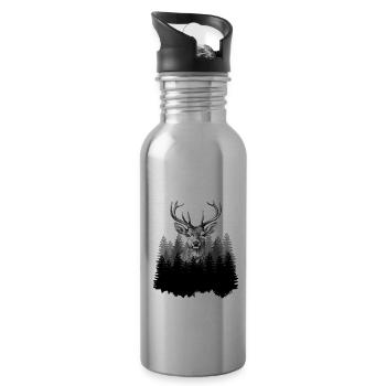 Jäger Bergsteiger Wanderer Hirsch - Trinkflasche mit integriertem Trinkhalm - Lightsilver - Rechts