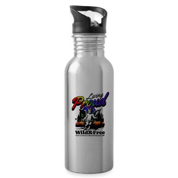 Love Is Love Pride Colors Of Rainbow Equality - Water bottle with straw - silver - Right