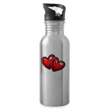 Cœurs Amour - Gourde avec paille intégrée - argent clair - Droite