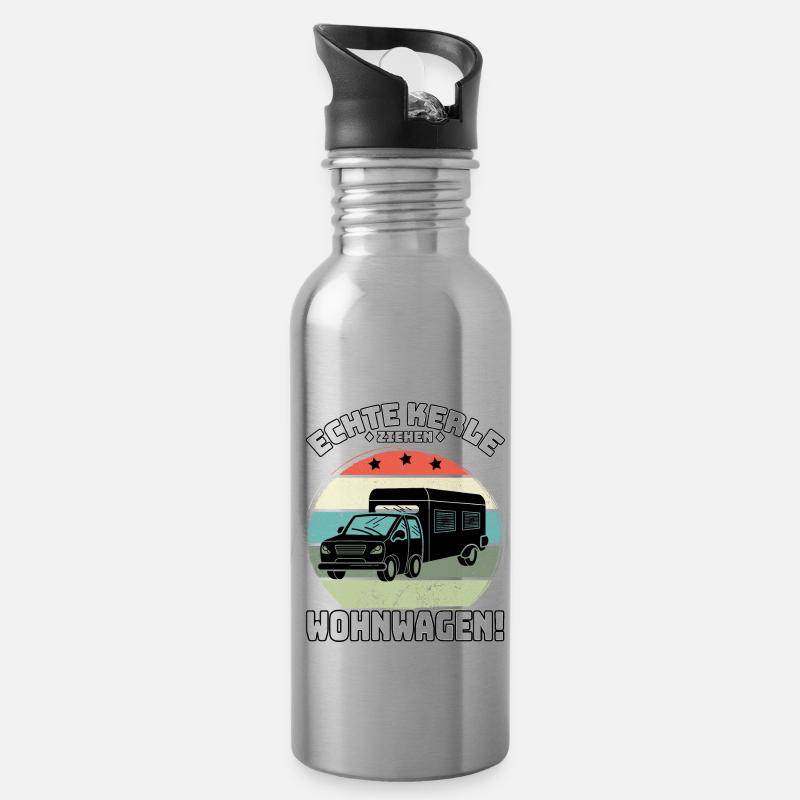ICH WILL IN DIE NATUR ABER NUR MIT WOHNWAGEN - Trinkflasche mit integriertem Trinkhalm - Lightsilver