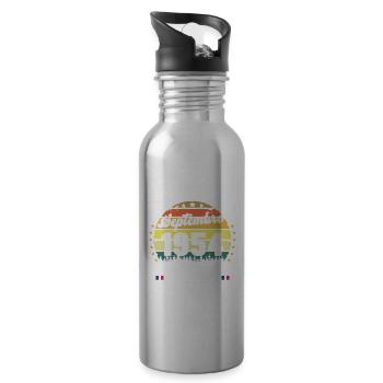 68 Ans Anniversaire Vintage Né en Septembre 1954 - Gourde avec paille intégrée - argent clair - Droite