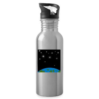 Earth and Stars - Water bottle with straw - silver - Right