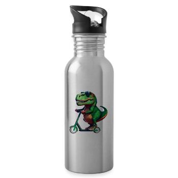 T-Rex Dinosaur Dino Scooter E-Scooter Stunts - Water bottle with straw - silver - Right