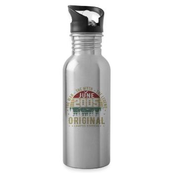 2005 June 2005 Birthday June 2005 June Gift - Water bottle with straw - silver - Right