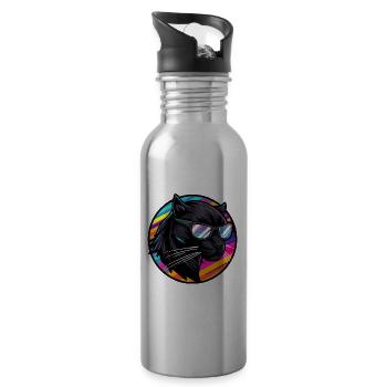 Panther Comic Cool - Water bottle with straw - silver - Right