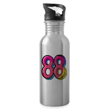 88 Zahl Comic - Trinkflasche mit integriertem Trinkhalm - Lightsilver - Rechts