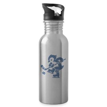 Pinguin Eishockey Minimalistische Spieler - Trinkflasche mit integriertem Trinkhalm - Lightsilver - Rechts