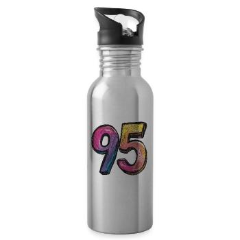 Bande dessinée à 95 numéros - Gourde avec paille intégrée - argent clair - Droite