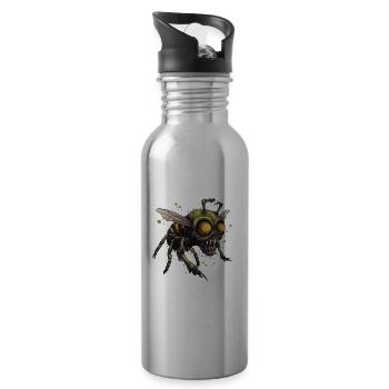 Zombee Halloween Horror Monster Zombie Biene Blume - Trinkflasche mit integriertem Trinkhalm - Lightsilver - Rechts