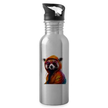 Roter Panda Katzenbär Red Panda Sonnenbrille - Trinkflasche mit integriertem Trinkhalm - Lightsilver - Rechts