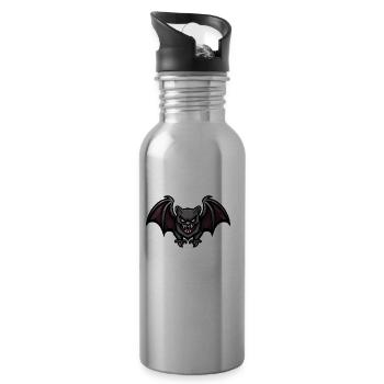 Fledermaus Halloween Comic Blutsauger - Trinkflasche mit integriertem Trinkhalm - Lightsilver - Rechts