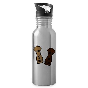 Salz und Pfeffer / Geschenkidee Hobbykoch / Gewürz - Trinkflasche mit integriertem Trinkhalm - Lightsilver - Rechts