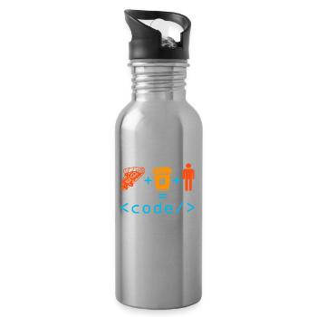 Programmer Coder Computer Nerd Geek Coding Funny - Water bottle with straw - silver - Right