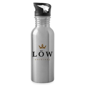 Logo original de la famille Löw - Gourde avec paille intégrée - argent clair - Droite