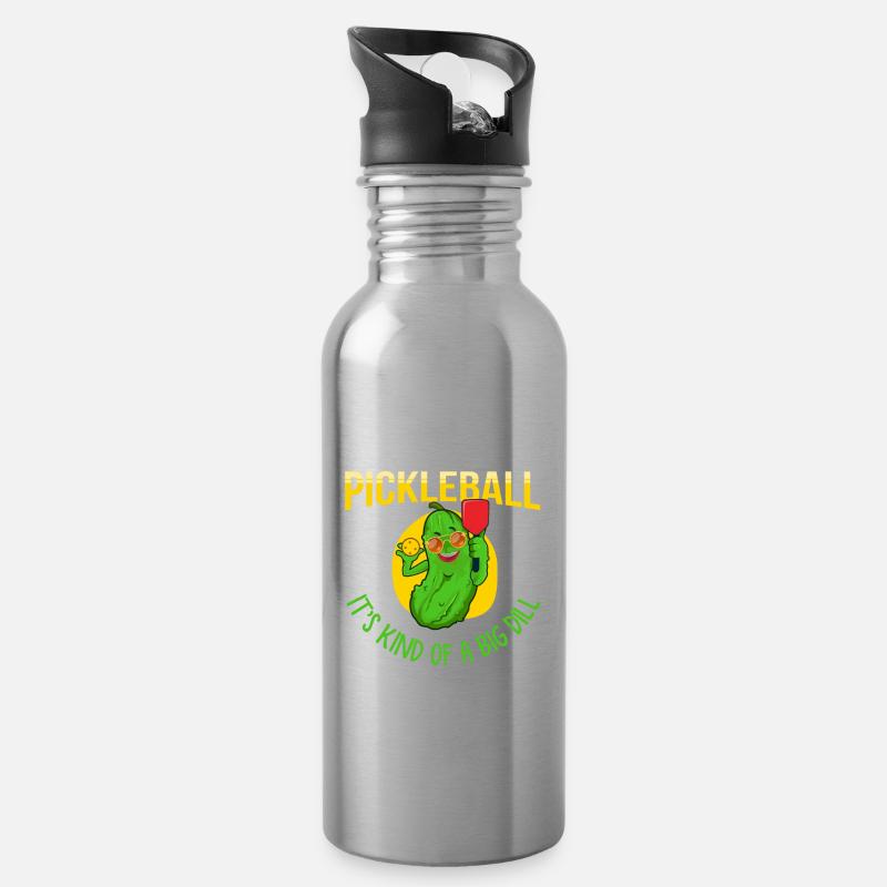Gurke, Gurke Gurken, Vegetarier, - Trinkflasche mit integriertem Trinkhalm - Lightsilver