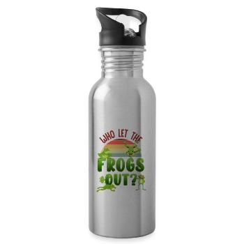 Grenouille, grenouille mignonne, grenouille animal - Gourde avec paille intégrée - argent clair - Droite