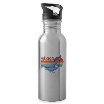 Buckelwale Mexiko - Trinkflasche mit integriertem Trinkhalm - Lightsilver - Rechts
