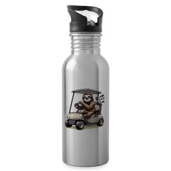 Lustiges Faultier beim Golfen - Trinkflasche mit integriertem Trinkhalm - Lightsilver - Rechts