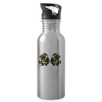 Équipe de la bière de Noël Dinosaur T-Rex - Gourde avec paille intégrée - argent clair - Droite