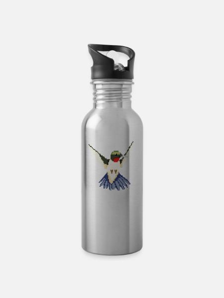 Kolibri Seglervögel Vögel Vogel Tier Geschenk - Trinkflasche mit integriertem Trinkhalm - Lightsilver