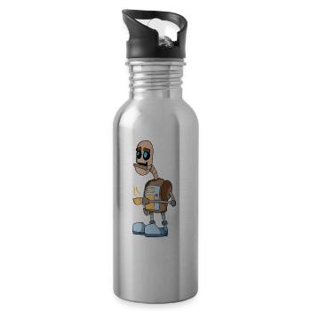 Roboter - Trinkflasche mit integriertem Trinkhalm - Lightsilver - Rechts