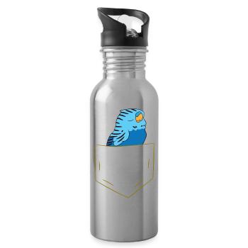 Perruche - Dans la poche poitrine / poche de chemise - Gourde avec paille intégrée - argent clair - Droite