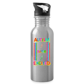 Autismus - Trinkflasche mit integriertem Trinkhalm - Lightsilver - Rechts