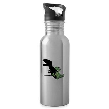 Dino Schattenspiel T-Rex Schattenfigur Dinosaurier - Trinkflasche mit integriertem Trinkhalm - Lightsilver - Rechts
