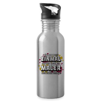 Maler und Lackierer Geselle Malermeister Geschenk - Trinkflasche mit integriertem Trinkhalm - Lightsilver - Rechts