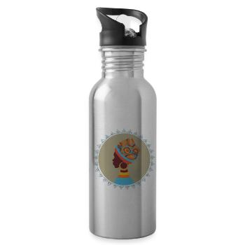 African Woman - Trinkflasche mit integriertem Trinkhalm - Lightsilver - Rechts