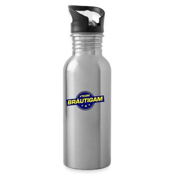Team Groom Wedding Party Wedding - Water bottle with straw - silver - Right