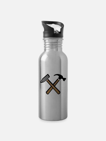 Outil outil marteau - Gourde avec paille intégrée - argent clair