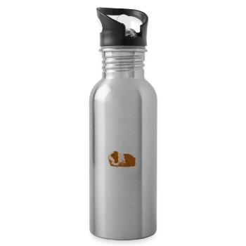 Wheek Wheek Wheek Meerschweinchen Süß Haustier - Trinkflasche mit integriertem Trinkhalm - Lightsilver - Rechts