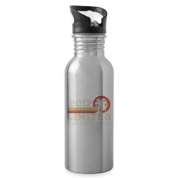 Jahrgang 2017 Retro 2017 Jubiläumsgeschenk - Trinkflasche mit integriertem Trinkhalm - Lightsilver - Rechts