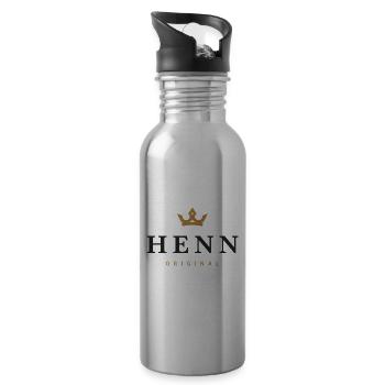 Henn Original Family Logo - Water bottle with straw - silver - Right