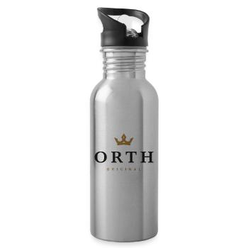 Logo original de la famille Orth - Gourde avec paille intégrée - argent clair - Droite