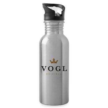 Logo original de la famille Vogl - Gourde avec paille intégrée - argent clair - Droite