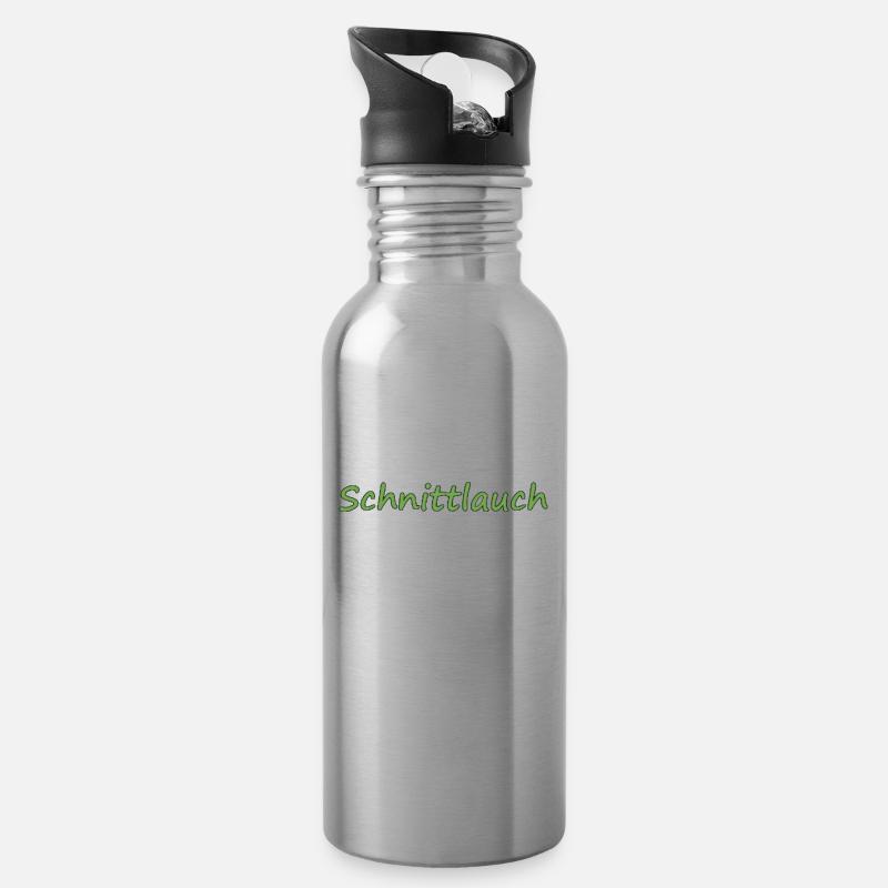 Schnittlauch - Trinkflasche mit integriertem Trinkhalm - Lightsilver